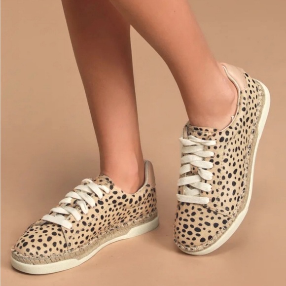 Leopard Animal Print Genuine Cow Hide Leather Dolce Vita Sneakers Espadrille 7.5 - Picture 3 of 10